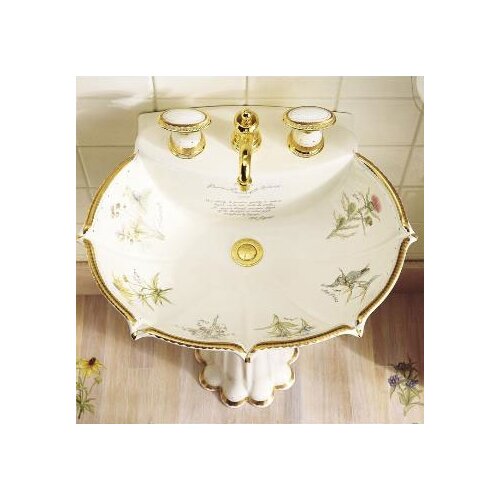 Kohler Prairie Flowers Design On Anatole Pedestal Lavatory   14269 WF