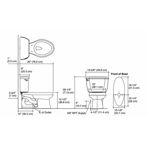 Kohler Wellworth Classic Two-Piece Round-Front 1.28 GPF Toilet with ...