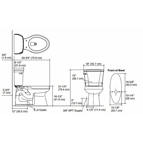 Kohler Highline Comfort Height Two-Piece Elongated 1.6 GPF Toilet with ...