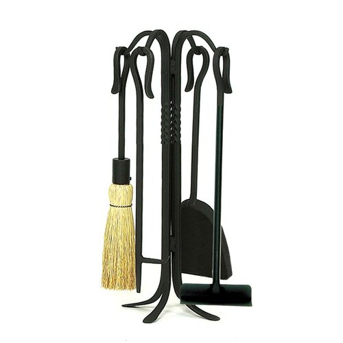 Minuteman 4 Piece Shepherds Hook IV Wrought Iron Fireplace Tool Set