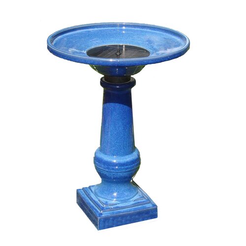 Smart Solar Athena Blue Ceramic Solar on Demand Birdbath