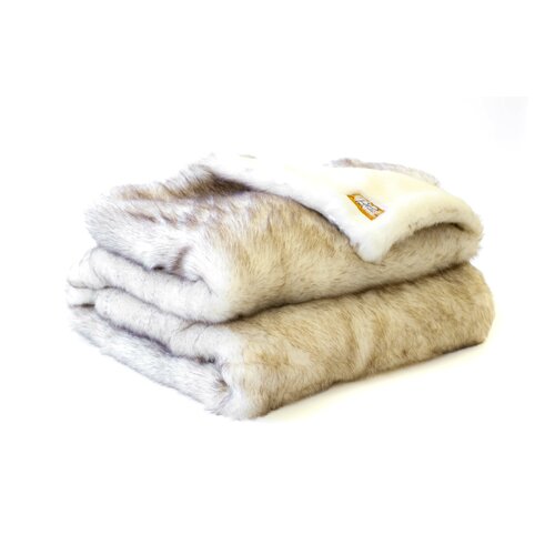 Posh Pelts Arctic Fox Faux Fur Acrylic Throw Blanket and Pillow Set