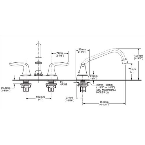 American Standard Colony Soft Deck Mounted Laundry Faucet with Brass