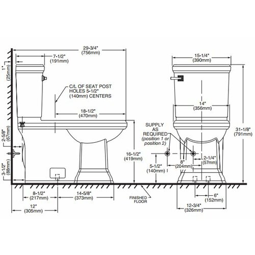 American Standard Town Square Flowise Right Height 1.28 GPF Elongated 2 ...