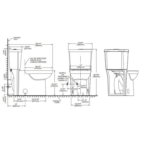 American Standard Studio Concealed Trapway Dual Flush Right Height 1.1 ...