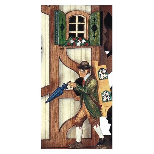 Schneider 13.5 Quartz Cuckoo Clock with Clock Peddler and Mill Wheel