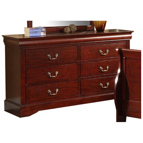 Alpine Furniture Louis Philippe 6 Drawer Dresser