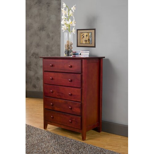 Alpine Furniture Portola 5 Drawer Tall Boy Chest