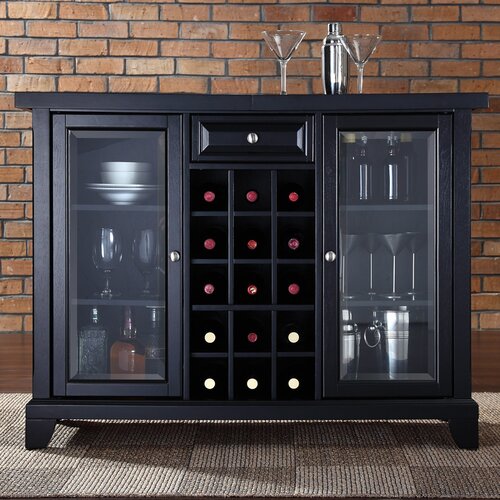 Crosley Newport Sliding Top Bar Cabinet in Black