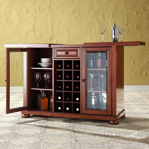 Crosley Alexandria Sliding Top Bar Cabinet in Classic Cherry