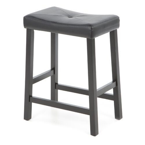 Crosley Upholstered 24 Saddle Seat Bar Stool in Black Finish