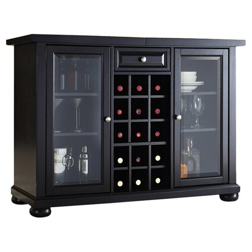 Crosley Alexandria Sliding Top Bar Cabinet in Black