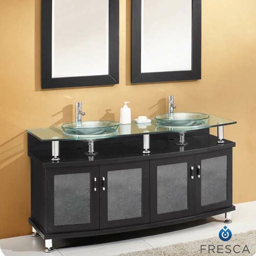 Fresca Classico Contento 60 Modern Double Sink Bathroom Vanity Set