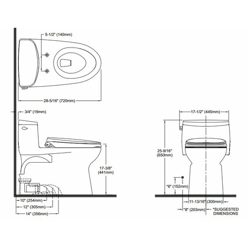 Toto Supreme II High Efficiency 1.28 GPF Elongated 1 Piece Toilet with ...