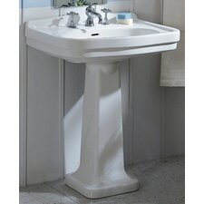 China Large Pedestal Bathroom Sink with Blacksplash