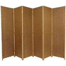 Woven Fiber 6 Panel Room Divider in Brown and Tan