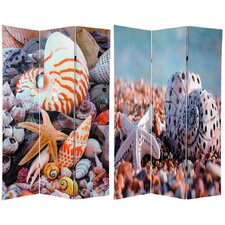 Oriental Furniture 70.88 Double Sided Seashells 3 Panel Room Divider