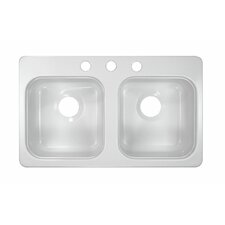 Deluxe 29 x 17 Designer Double Bowl Self Rimming Kitchen Sink