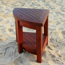 Decoteak Classic Teak Outdoor Corner Shelf or Teak Small Corner Table