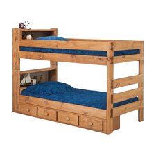 Twin Over Twin Standard Bunk Bed with Bookcase and Storage