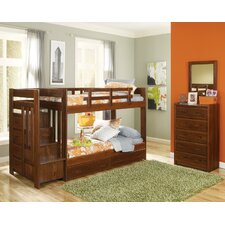 Twin over Twin Standard Bunk Bed with Reversible Stair and Underbed