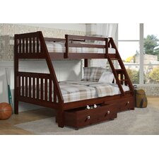 Twin Over Full Bunk Bed with Dual Under Bed Drawers