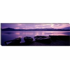 iCanvasArt Silhouette of Sailboats in the Ocean at Sunset, Tahiti