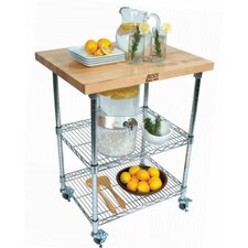 John Boos Rouge et Noir Metro Wire Kitchen Cart with Wood Top