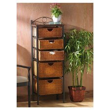 Utah 5 Drawer Wicker Storage Unit