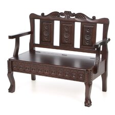 Vernon Handcarved Wood Entryway Storage Bench