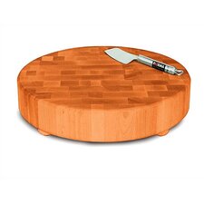 Round Slab End Grain Chopping Block with Feet