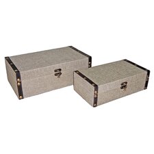 Rectangular Box in Plain Linen (Set of 2)